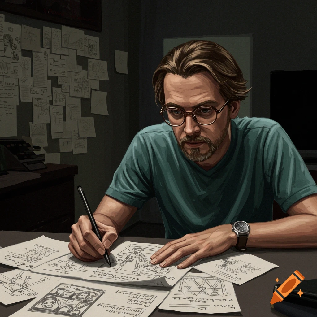analysing a storyboard before filming a movie