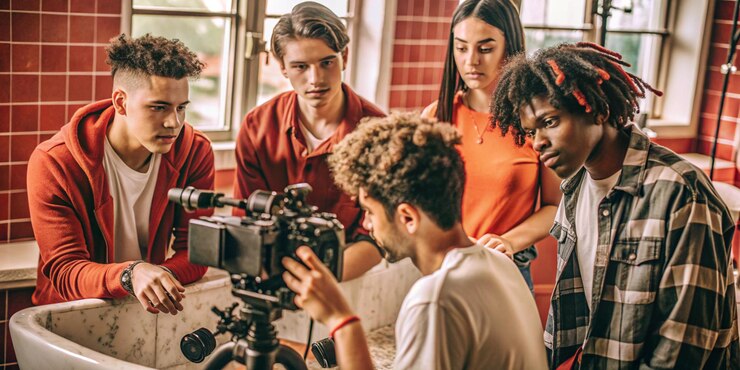 a community of video producers assembling a camera