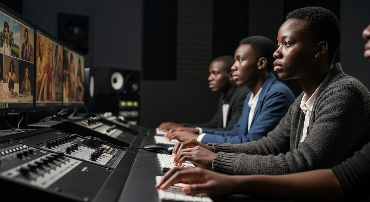 imaff film editing course students in the studios
