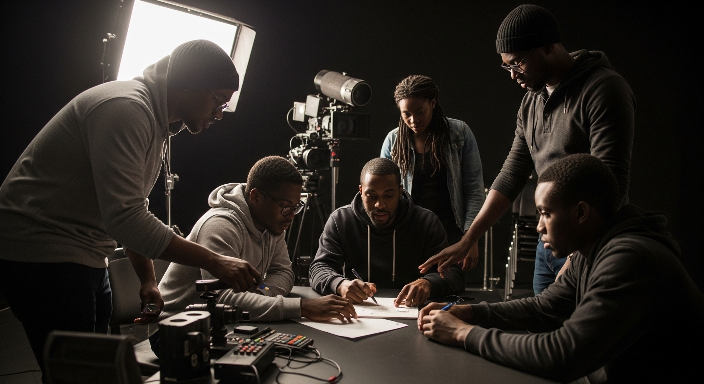 imaff film school uganda students in a storyboarding class
